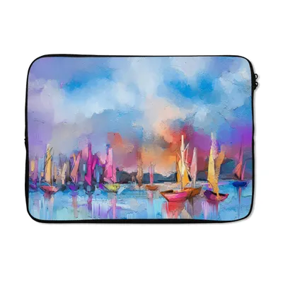 Produktbild von MuchoWow® Laptop Hülle 14 ZollMalerei - Boote - Wasser Laptoptasche - Laptoptasche - Stoßsicher - Schutzhaube