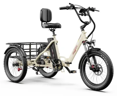 Produktbild von OT30 Pro - Elektro-Dreirad für Erwachsene - 500W Motor - 48V 18Ah Lithiumbatterie - 51 cm Reifen - City Lasten-Dreirad - Beige