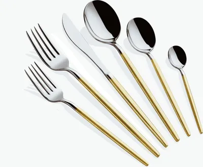 Obrázok produktu pre Hermia Concept, Almeria - Gold, Silver, sada príborov (36-dielna), zlatá, 100 % Nerezová oceľ, 21,6 cm