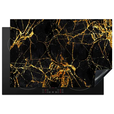 Produktbild von KitchenYeah© Herdabdeckplatte Gold - Marmor - Glitzer - Luxus , 76x51cm, Küche Deko, Glaskeramikkochfeld Herdabdeckung, Abdeckplatte fùr Kochfeld