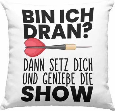 Produktbild von Trendation - Dart Geschenk Deko-Kissen mit Füllung 40x40  Deko-Kissen mit Füllung 40x40 Dartspieler Geschenkidee Darts Geschenke für Männer Frauen (Grün)