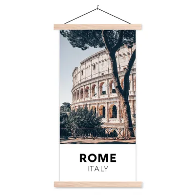 Produktbild von MuchoWow® Textilposter Rom - Italien - Kolosseum 60x120 cm mit holzfarbenen Rahmen - Holz