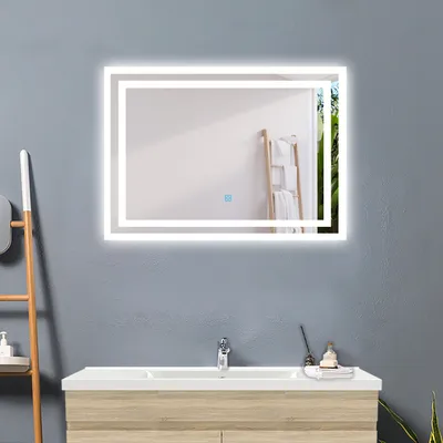 Produktbild von Badspiegel mit LED Beleuchtung 60x50cm Touchschalter Kaltweiß 6000k IP44
