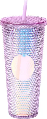 Produktbild von 710 ml/24 Unzen Wasserbecher mit grossem Fassungsvermoegen, voll besetzter, matter Becher, wiederverwendbarer Plastikbecher mit weit oeffnendem, auslaufsicherem Strohhalm