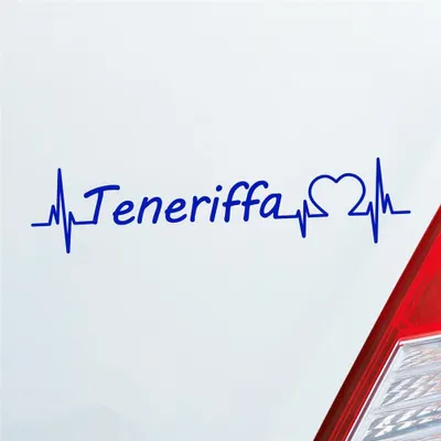 Produktbild von Auto Aufkleber Teneriffa Puls Herzschlag mit Insel Motiv 19x5 cm Dunkelblau Sticker Heckscheibenaufkleber