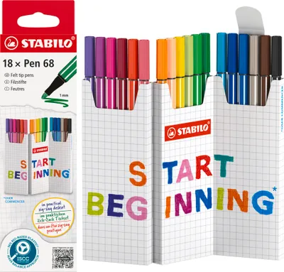 Produktbild von STABILO Pen 68 Filzstift Medium Mehrfarbig 18 Stück(e)