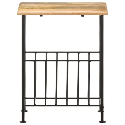 Zdjęcie produktu dla vidaXL Stojak na czasopisma 40 x 30 x 50 cm z litego drewna mango i stali