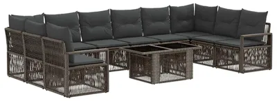 Produktbild von vidaXL Gartensofa-set 11 stk. Grau und Dunkelgrau Poly-Rattan