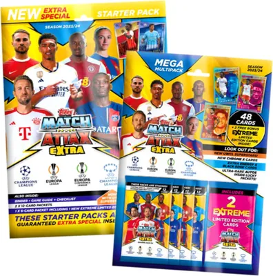 Produktbild von Topps Match Attax Karten Champions League Extra 2023-2024 - 1 Starter + 1 Multipack Sammelkarten