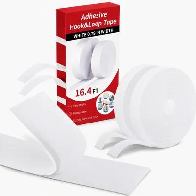 Klettband 20 mm x 5 m, selbstklebend, weiß, extra stark