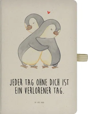 Produktbild von Mr. & Mrs. Panda Kladde Pinguine Kuscheln - Transparent - Geschenk, für Frauen, Liebesgeschenk, Journal, Jahrestag, Skizzenheft, Tagebuch, Freundin, notizbuch