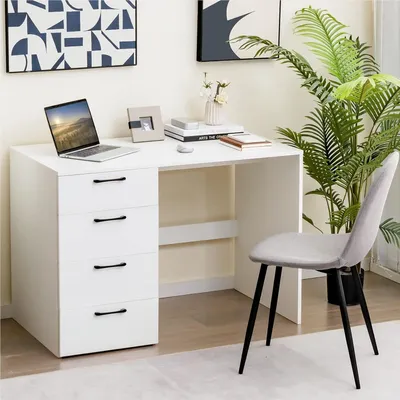 Obrázek produktu pro Pult – Pracovní stůl – Pracovní plocha – Psací stůl – Moderní bílý design – 110 x 60 x 76 cm