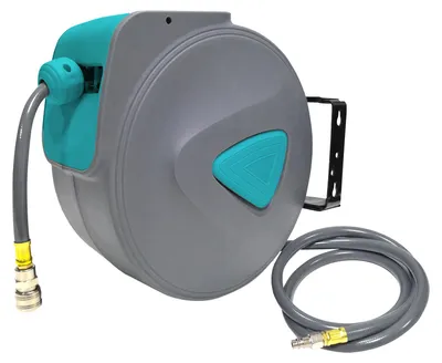 Obrázok produktu pre QEENTOE Automatický navijak na vzduchové hadice, 20 m, bubon na hadice s pripojením 1/4 palca a rýchlospojkou, samonavíjací vzduchový hadica pre dielňu, garáž, autoservis a priemysel, sivá farba