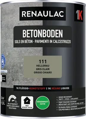Produktbild von RENAULAC Betonbodenfarbe seidenmatt hellgrau 2.5 l