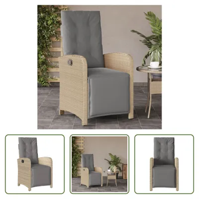 Image de The Living Store Fauteuil de jardin avec repose-pieds Réglable Mélange de beige Poly rotin