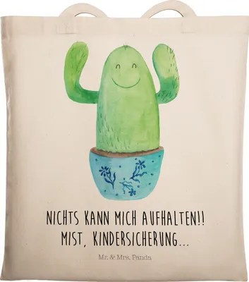 Produktbild von Mr. & Mrs. Panda Shopping Tasche Kaktus Happy - Transparent - Geschenk, Neustart, Einkaufstasche, Jutebeutel, Kakteen, Spruch, Kollegin, Uni, Lustig, Tote Bag, Mutter