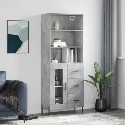 Obrázek produktu pro vidaXL Highboard concrete grey 69,5x34x180 cm odvozený dřevěný výrobek