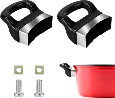 Produktbild von Set mit 2 universellen Ersatzgriffen für kurzwandige Töpfe, aus Bakelit für Küchenutensilien, schwarzes Zubehör für Schnellkochtöpfe