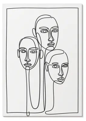 Produktbild von POSTER - 59x84 cm (A1) - Obliqee - Gesichter in Linienzeichnungstechnik, Minimalismus, Eleganz - Wandbild für Wohnzimmer Schlafzimmer & Flur, Modernes Poster Wanddeko, Ungerahmt