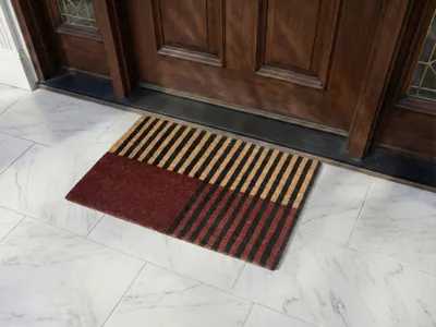 Obrázok produktu pre BELIANI rohožka hnedá / béžová kokosové vlákno 40 x 60 cm obdĺžniková pruhovaná s protiskluzovou zadnou stranou rohožka pred dverami rohožka na zachytávanie nečistôt