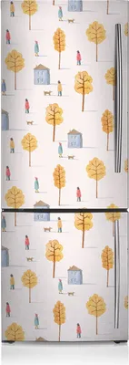 Produktbild von Kühlschrankmagne Kühlschrank Aufkleber Magnetfolie Dekoration 60x190 cm - Häuser unter Bäumen.
