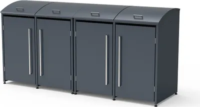 Zdjęcie produktu dla Westmann metalowy kosz na śmieci Moderna 4 4x240 L antracyt 83x278x135 cm