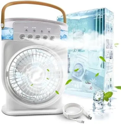 Produktbild von Mobile Klimaanlage Leise 4 in 1, Luftkühler Mini mit Akku, Klimagerät Mobil ohne Abluftschlauch, Mini Klimaanlage Tragbar, Air Conditioner mit Verdunstungskühlung Ventilator Type-C mit Timer (Weiß)