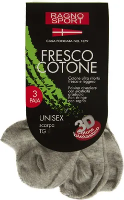 Immagine prodotto di Confezione 3 paia di calze unisex pariscarpa tripack RAGNO SPORT articolo 09483P, 3-43/46, Cotone 65%,Poliestere 33%,Spandex 2%
