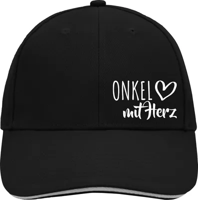 Produktbild von Huuraa Cappy Mütze Onkel mit Herz Black/Light Grey Baumwolle 6-Panel Kappe Geschenkidee