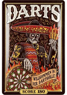 Produktbild von LANOLU Retro Blechschild Dart, Bar, Kneipen und Partykeller Dekoration, Irish Pub Deko Geschenk Männer, Darts Metallschild 20x30cm