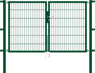 Produktbild von Alberts Doppeltor Flexo mit Zubehör, zum Einbetonieren, grün, Breite 200 cm, Höhe 120 cm