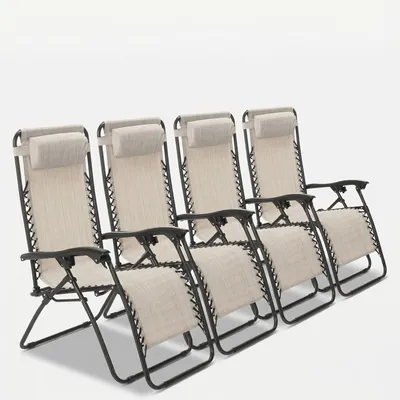 Produktbild von 4er Set faltbare Liegestühle Strandliegen Sonnenliegen für Garten und Strand Emily Zero Gravity - Grau