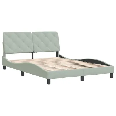 Produktbild von Bettgestell ohne Matratze Hellgrau 140x200 cm Samt