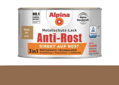 Produktbild von Alpina 300 ml Anti-Rost Metallschutz-Lack, 3in1, RAL 1036 Gold Glänzend