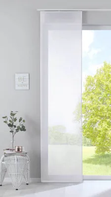Produktbild von Schiebegardine »Nizza« Baumwoll-Voile Halbvoile HxB 245x60 cm Weiß Transparent Flächenvorhang mit Paneelwagen und Beschwerungsstange, 2019032