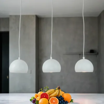Produktbild von Pendelleuchte 3-flammig 70 cm lang E27 Weiß Hängelampe Esstisch