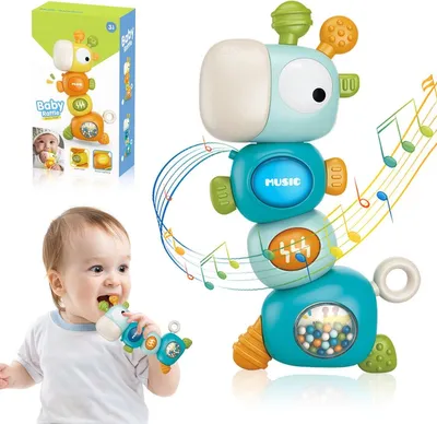 Produktbild von Montessori Babyspielzeug ab 6–36 Monate – Giraffen Beiß- und Musikspielzeug, Sensorisch