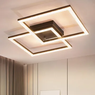 Image de ZMH Plafonniers LED Plafonnier noir 24W blanc chaud Plafonnier 3000K Moderne Cristal Métal pour chambre salon couloir cuisine