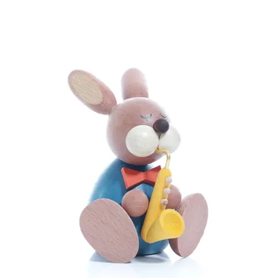 Produktbild von Osterdekoration Osterhase mit Saxophon Höhe 9cm NEU