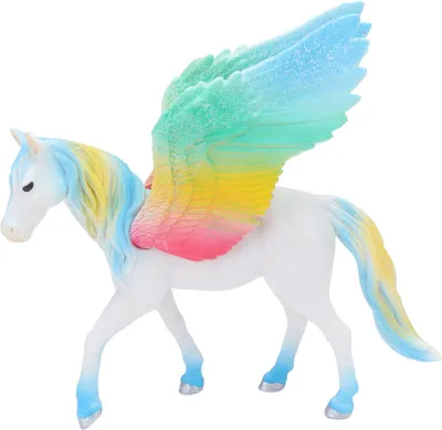 Produktbild von Pferdestatue, bunte Kunststoff-Simulationsfigur mit Flügeln, für Kinder, Heimdekoration, Geburtstagsgeschenk