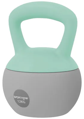 Produktbild von 12 kg Kettlebell-Hantel mit rutschfestem Griff fš¹r Fitness, Krafttraining und Cardio, 21 x 21 x 30 cm, grau und grš¹n