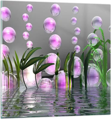 Produktbild von Bilder auf glas - Computer Grafik Blase - 50x50cm - Glasbilder - Wandbilder - Kunstdruck - zum Aufhängen bereit - Wanddekoration aus Glas - Glas Bilder - Wandbild auf Glas - Einteilig - GAC50x50-2329
