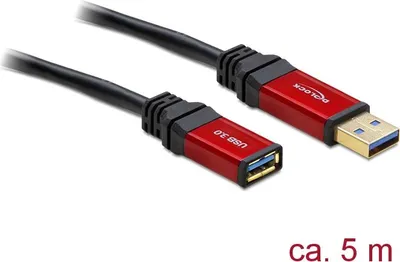 Produktbild von Delock Premium - USB-Verlängerungskabel - USB Typ A (M) zu USB Typ A (W) - USB 3.0 - 5 m - Schwarz