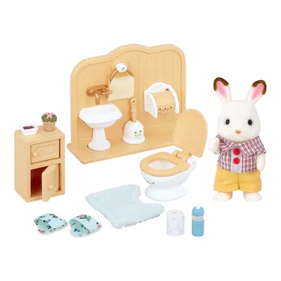 Image de Sylvanian Families Chocolate Rabbit Brother Set (Washroom)