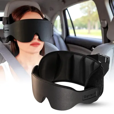 Immagine prodotto di Cuscino da viaggio per collo - Maschera per dormire - Cinghia regolabile - Pieghevole - Per l'auto