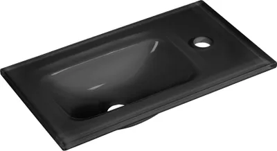 Produktbild von FACKELMANN Glasbecken Gäste-WC / Waschtisch aus Glas / Maße (B x H x T): ca. 45 x 9,2 x 25 cm / hochwertiges Waschbecken fürs Badezimmer / Farbe: Grau / Breite: 45 cm