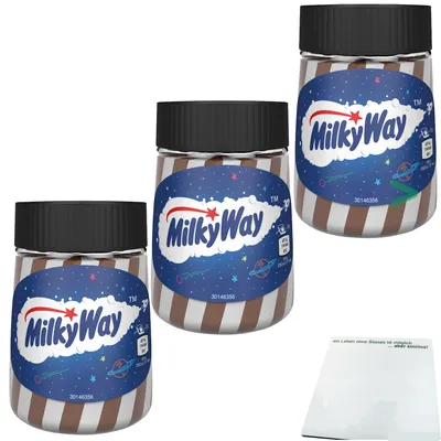 Produktbild von Milky Way Brotaufstrich Duo-Creme Kakao und Milch-Gechmack 3er Pack (3x350g Glas) + usy Block