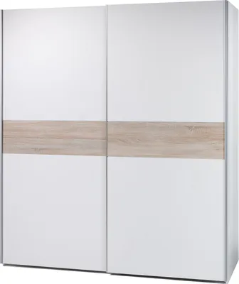 Produktbild von Schwebetürenschrank Kleiderschrank Schiebetürenschrank Schrank "Noni I" Weiß / Absetzung Sonoma-Eiche