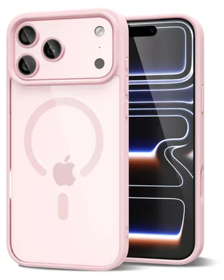 Obrázek produktu pro Magnetický kryt pro iPhone 17 Pro Max, kompatibilní s MagSafe, průhledné nárazuvzdorné pouzdro, ochranný zadní kryt Růžový