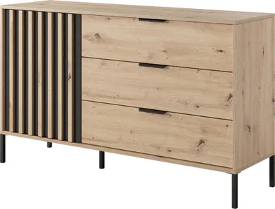 Zdjęcie produktu dla FURNLUX Kredens Tally beżowo-czarny 138 cm / Kolor główny: beżowy / Wymiary: 138 x 82 x 40 cm